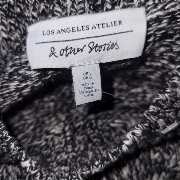 & Other Stories Black and Gray Long Sleeve Side Slit Midi Dress SZ L NWOT - Picture 2 of 6